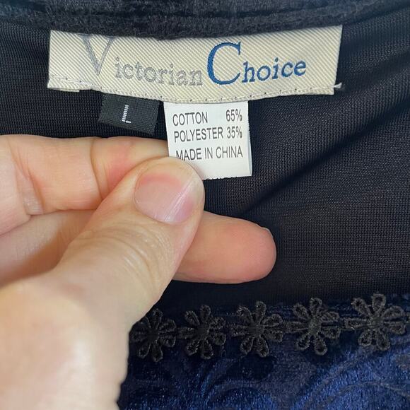 Victorian Choice Women's Black And Blue Velvet Medieval Dress Size L - Picture 12 of 13